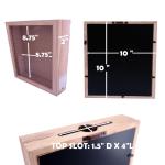 Rustikale Schattierbox aus Naturholz mit Lichtern, LED-beleuchtete Vitrine für Weinkorken und Tickets, Bierdeckel, 25,4 x 25,4 cm