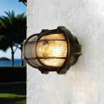 Buitenwandlamp glas echt messing roestvrij IP64 rustieke wandlamp maritiem buitenlamp terras balkon huismuur