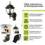 Nostalgische tuinlantaarn "Tirol" in antiek met bewegingsmelder E27 tot 60W 230V tuinlamp met sensor voor buiten