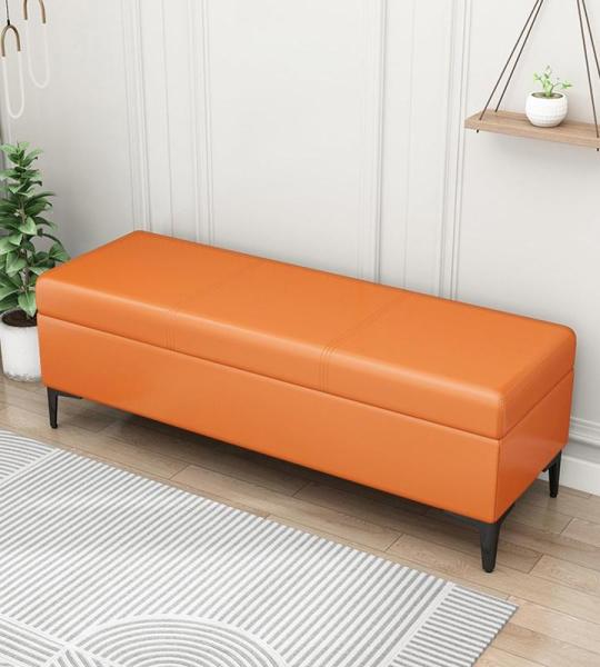 Extra Lange Faux Lederen Opslag Ottomaanse Bank met Speelgoed Doos Organizer Rechthoekige Gestoffeerde Slaapkamer Bank/Salontafel 300 Lbs Ondersteuning