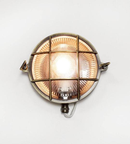 Wandlamp Buiten Messing Glas Antiek IP64 Balkon Huis Ø24 cm E27 max. 18 W rond Rustieke Maritime Wandbuitenlamp Tuin SERIFOS