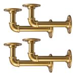 Industrielle Rohrhalterung, 4 Stück, 18 x 11,5 cm, Vintage-Wandhalterung aus schwarzem Eisen, Rohrregalhalterung, rustikales Rohrregal für Zuhause, Gold