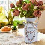 Vintage Blumenvase Herz Milchkanne, Eisen Blumentopf Shabby Deko, Rustikal Blumeneimer im Landhausstil für Garten Wohnzimmer Tischdeko 1Stück