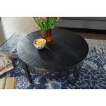 FineBuy Design salontafel mango massief houten banktafel, rond, zwart, woonkamertafel, salontafel, tafel, woonkamer, oosters, koffietafel, loungetafel