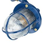 Buitenlamp messing glas in blauw IP64 ingang terras B: 14 cm E27 geribbeld nostalgie maritieme lantaarn wandlamp garage SANTORIN
