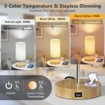 Bedlampjes, set van 2, bedlampje, dimbaar, met geheugenfunctie, USB-aansluiting, 3 kleurtemperaturen en traploze helderheid, tafellampen, geschikt voor slaapkamer, woonkamer, kanto