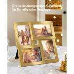 Fotolijst-collage, 4 fotolijsten voor 10 x 15 cm foto's, fotocollage, wandcollage, multilijsten, wanddecoratie, lichtgoud RPF025A01