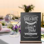 2 stuks kleine krijt, houten bord voor buffet, bruiloft, tafelkaartjes, kaarthouder, memobord, menu, tafelkaarten, met standaard