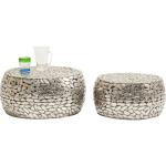 Design Pebbles Deluxe Salontafel, Set van 2, Zilver