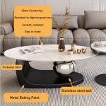 Luxuriöser Marmor-Couchtisch mit goldfarbener Metallhalterung, Stein-Arbeitsplatte und elegantem Design, leicht zu reinigen und einzigartiges Design