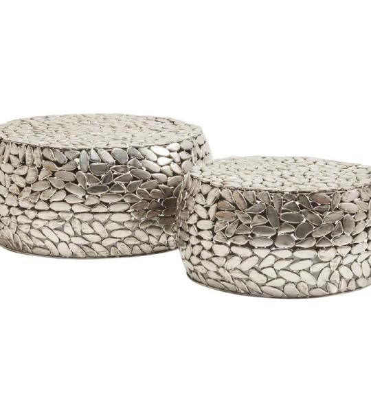 Design Pebbles Deluxe Salontafel, Set van 2, Zilver