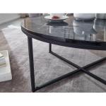 FineBuy Design salontafel Ø 80 cm marmerlook, woonkamertafel met metalen frame, ronde tafel woonkamer bijzettafel