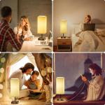 Nachtkastlampjes, set van 2, bedlampje, touch-dimbaar, met 2 USB-snellaadpoorten, 3 kleurtemperaturen en traploze dimming, 2 E27-gloeilampen van 6 W voor slaapkamer, woonkamer, kan