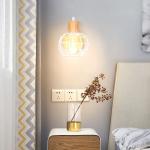 Wandlamp voor binnen, hout, E27 wandlamp, vintage, industrieel, wit, retro lamp van kooi, metaal, moderne wandlampen voor woonkamer, eetkamer, slaapkamer, hal, keuken