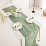 Tafelloper, 4 stuks, groene kaasdoek, tafelloper, boho-mousseline, decoratieve stof, rustieke gaas, tafelloper voor bruiloft, verjaardag, decoratie, 90 x 300 cm