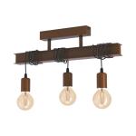 Plafondlamp Townshend 4, 3-lichts lamp plafond, vintage, industrieel, woonkamerlamp van antiek bruin metaal, plafondverlichting voor slaapkamer en gang, E27 fitting