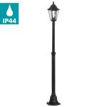 Buitenstaande lamp Navedo, 1-lichts buitenlamp, staande lamp van gegoten aluminium en glas, kleur: zwart, zilver-patina, fitting: E27, H: 200 cm, IP44