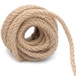 Jute touw, 8 mm dik, 10 m, tuinhenneptouw, bruin jute touw voor kattenkrabpaal, 8 mm rustieke decoratie henneptouw voor doe-het-zelf knutselen, ophangen en decoraties