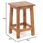 Rustical houten kruk Madero | 48x30x30 cm (HxBxD), gerecycled hout | houten kruk | kleur: 08 honingkleuren gewaxt