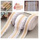 Jute Lint Stof Rustiek Jute Lint Roll Jute Rollen, Brede Jute Linten Natuurlijk voor Feest Decoratief DIY Handgemaakte Ambachten Kunst, Kerstdecoratie (50mm)