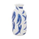 Hedendaagse keramische onregelmatige vaas, 7" x 6" x 13", blauw