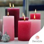 : 4 x rustieke pool-stompkaarsen 120/78 mm. Brandduur ca. 60 uur! incl. Candle Profi staafaansteker - Duitse merkfabrikant - RAL gecertificeerd (rood)