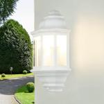 Wandlamp outdoor wit vintage, balkonlamp muur, 2-lichts, IP44, E27, B:24 cm, balkon, terras, tuin, buitenlamp, maritieme buitenlamp