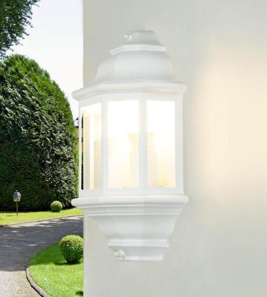 Wandlamp outdoor wit vintage, balkonlamp muur, 2-lichts, IP44, E27, B:24 cm, balkon, terras, tuin, buitenlamp, maritieme buitenlamp