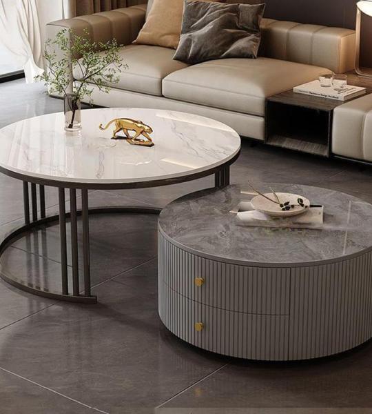 Moderne Couchtische, 2er-Set, mit großem Stauraum, einfache Wartung, für Wohnzimmer, Schlafzimmer, Büro, Balkon, Wohnung, Schwarz, 60 x 34 cm + 80 x 45 cm