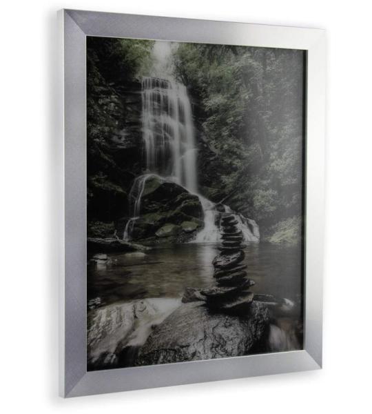 Monaco Fotolijst, 35 x 100 cm, geborsteld aluminium, fotolijst, metaallook, geborsteld aluminium, posterlijst, verwisselbare lijst