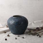 Blaue Keramikvase, blaue Vasen für Heimdekoration, rustikale große blaue Keramikvasen für Tafelaufsätze, blaue dekorative Vasen für Wohnzimmer, Tisch, Küche und Büro, modern