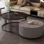 Moderne, runde Couchtische aus Walnussholz, 2er-Set, mit großem Stauraum für Wohnzimmer, Schlafzimmer, Büro, Balkon und Wohnung, einfache Wartung und stilvolles Design (40 x 34 