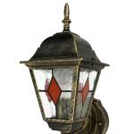 Antieke buitenwandlamp Wandlamp met bewegingsmelder met glas in Tiffany stijl naar boven E27 230V verlichting Buitentuin tuin sensor