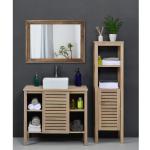 Rustieke houten spiegel, rechthoekig, decoratief, grote wandspiegel, 50 x 40 cm, met frame, slaapkamer, woonkamer, badkamer, hangspiegel, bruin