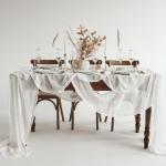 Tafelloper, 6 stuks witte kaasdoek, tafelloper, boho-gaas, kaasdoek, tafelloper, rustieke doorzichtige loper, tafelkleed voor boho, bruiloft, decoratie, verjaardagsfeest, 90 x 300 