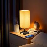 Nachtkastlampjes, set van 2, bedlampje, touch-dimbaar, met 2 USB-snellaadpoorten, 3 kleurtemperaturen en traploze dimming, 2 E27-gloeilampen van 6 W voor slaapkamer, woonkamer, kan