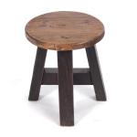 Rustieke houten KRUK Bern | 23x20x20 cm (HxBxD), gerecycled hout, massief | decoratieve bijzettafel, plantenkruk, krukje | Kleur: 04 zwart natuur