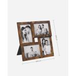 Fotolijst-collage voor 4 foto's (10 x 15 cm), met glasplaat, wandmontage, fotogalerij presentatie, vintage bruin RPF025X01