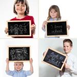 Krijtbord met houten lijst, set van 3 stuks, leisteenbord om te beschrijven van hout, krijtbord met 1 spons, mini-bord, 20 x 30 cm, klein schoolbord, voor buffet, bruiloft, bar, pa