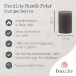 : 4 x Rustieke pool-stompkaarsen 120/78 mm. Brandduur ca. 60 uur! incl. Candle Profi staafaansteker - Duitse merkfabrikant - RAL gecertificeerd (leisteen)