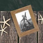 Fotolijst 20x20 cm hout blauw, vierkant, echt houten frame rustiek, strandhuis, Made in Germany, echt glas, om op te hangen, extra accessoires - drijfhoutlook met een vleugje kustf