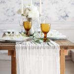 Tafelloper, 6 stuks witte kaasdoek, tafelloper, boho-gaas, kaasdoek, tafelloper, rustieke doorzichtige loper, tafelkleed voor boho, bruiloft, decoratie, verjaardagsfeest, 90 x 300 