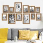 Fotolijsten set van 12 houten lijsten in eiken-look, rustiek houten frame, strandhuis, Made in Germany, echt glas, om op te hangen, extra accessoires, drijfhoutlook met een vleugje