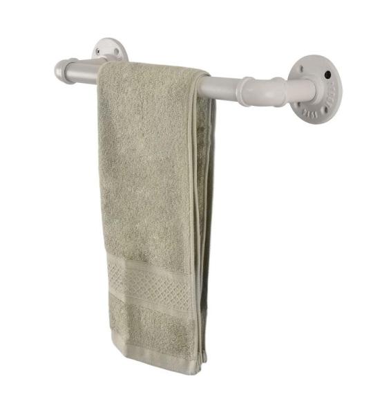 Rohrhandtuch Bar Wand montiert Industriehandtuch Rack Halter Rustikale Heavy Duty Badezimmer Hardware (12 inch, Weiß)