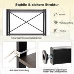 Boekenrek, rek met 4 niveaus, ladderrek van hout, met kantelbeveiligingen en verstelbare voetkussens, metalen frame, voor woonkamer, werkkamer en kantoor (donkerbruin)