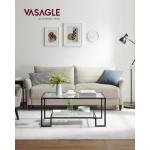 Salontafel, glazen tafel, woonkamertafel, 2 planken van gehard glas, stalen frame, 55 x 100 x 45 cm, decoratie, voor woonkamer, zwart LGT033B61