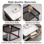 Moderner quadratischer Couchtisch aus goldfarbenem Glas, 2er-Set, mit Metallrahmen, Aufbewahrung, Couchtische für Wohnzimmer, einfache Montage, für Zuhause, Büro, Schlafzimmer
