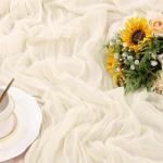 Tafelloper, 2 stuks, 90 x 300 cm, beige kaasdoek, lange tafelloper van gaas, rustieke tafelloper, mousseline tafelloper voor bruiloftsdecoratie, verjaardagsfeest, beige