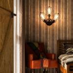 Vintage plafondlamp, industriële stijl, verstelbaar stopcontact, metaaldraadkooi, halve schaalmontage, rustieke plafondlamp, lichtmetalen lampen (zonder gloeilamp) (met 4 lampen) 