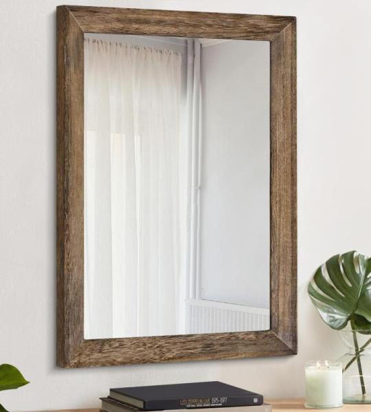 Rustieke Houten Spiegel Rechthoek Decoratieve Wandspiegel met Frame Slaapkamer Woonkamer Badkamer Opknoping Spiegel Bruin